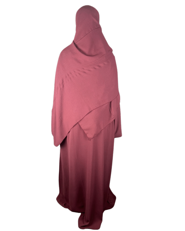 Pink crepe material wide sleeve abaya