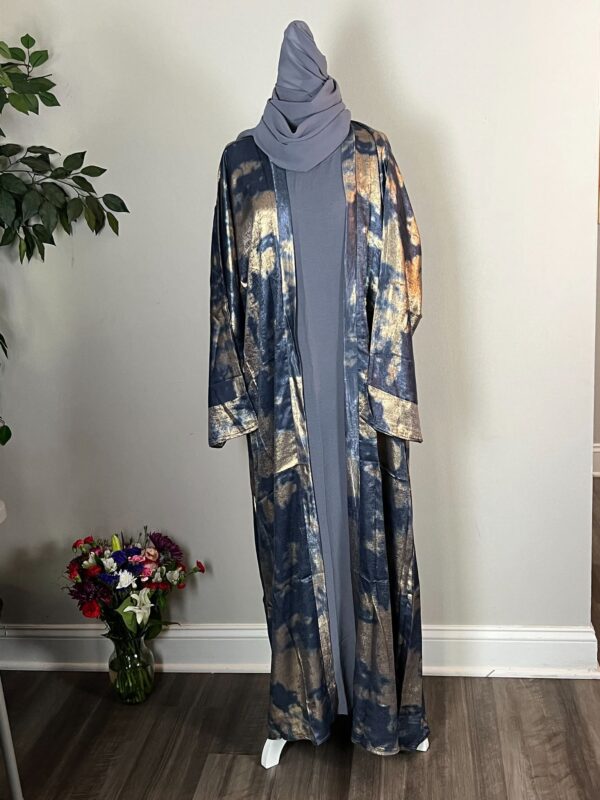 Blue Metallic Satin Abayas