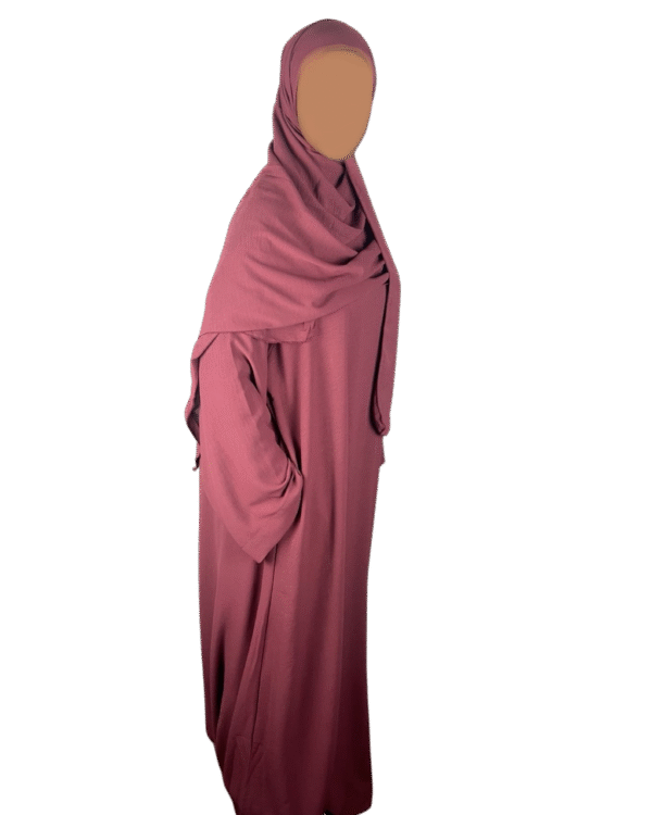 Pink crepe material wide sleeve abaya