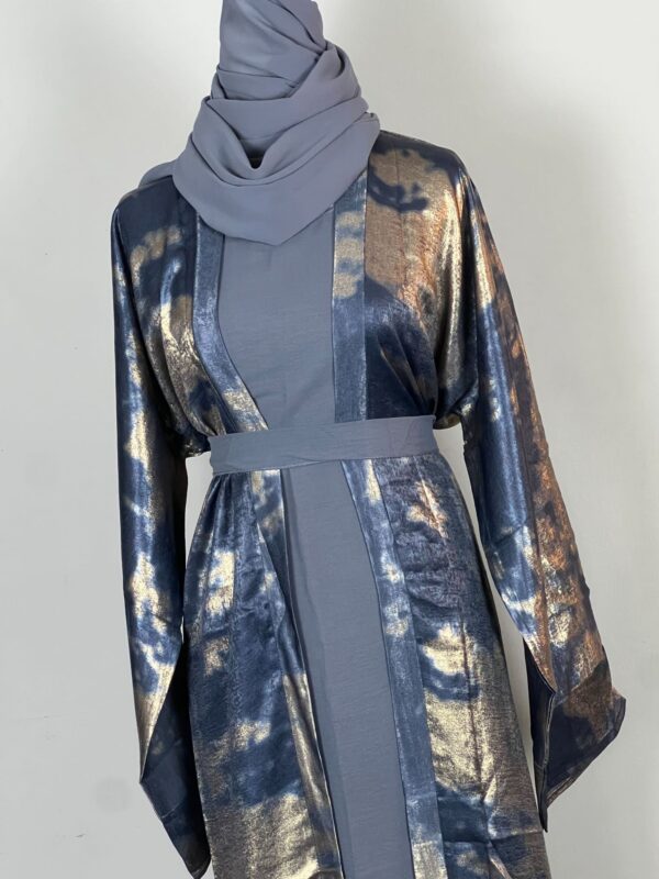 Blue Metallic Satin Abayas