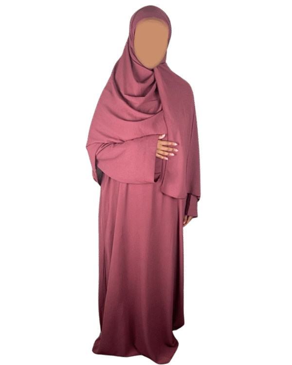 Pink crepe material wide sleeve abaya