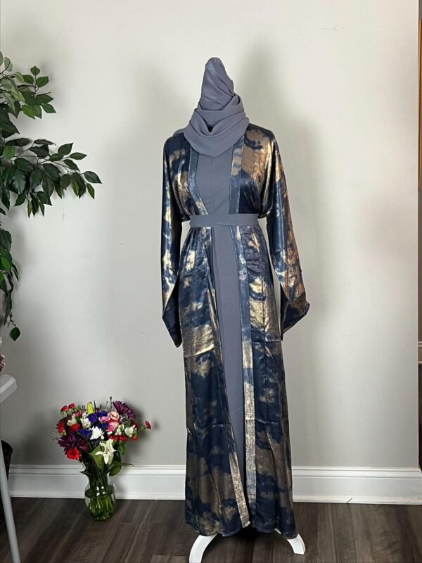 Blue Metallic Satin Abayas