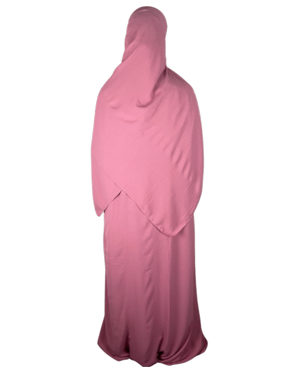 Pink crepe material wide sleeve abaya
