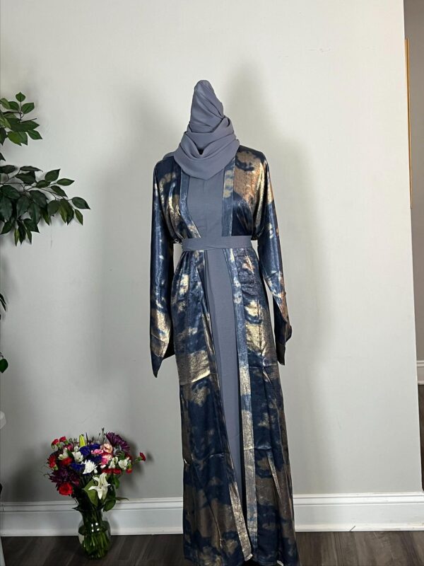 Blue Metallic Satin Abayas