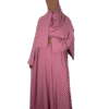 Pink crepe material wide sleeve abaya