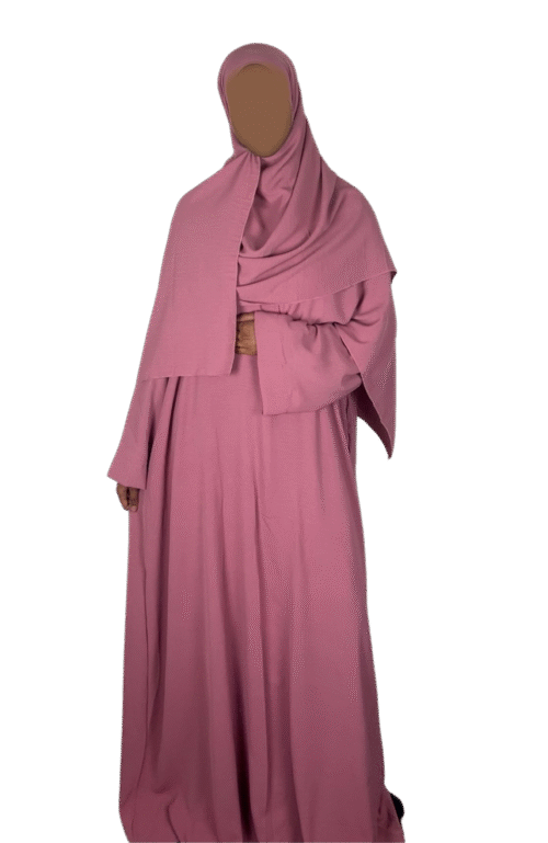 Pink crepe material wide sleeve abaya