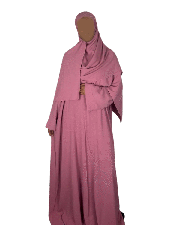 Pink crepe material wide sleeve abaya