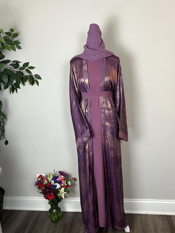 Blue Metallic Satin Abayas