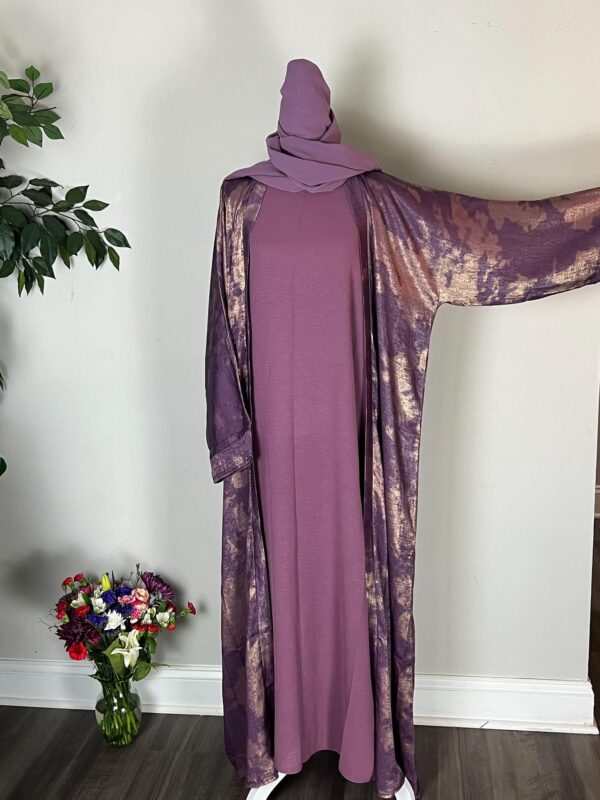 Blue Metallic Satin Abayas