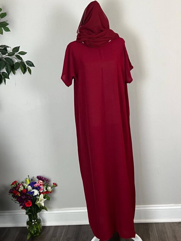 Red Metallic Satin Abayas