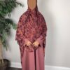 Dusty Pink Satin Finish Crepe Abaya with maxi printed scarf