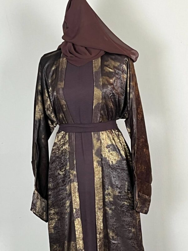 Brown  Metallic Satin Abayas