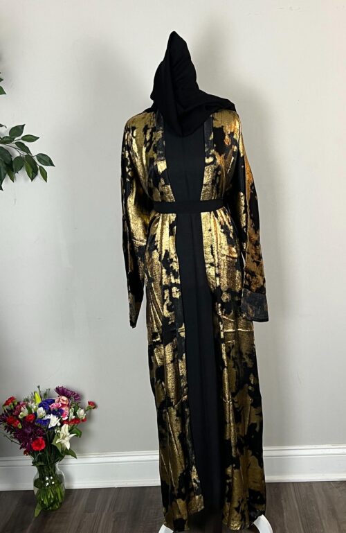 Brown  Metallic Satin Abayas