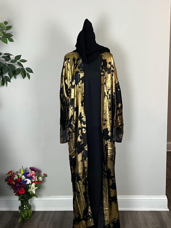 Brown  Metallic Satin Abayas