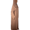 Pink crepe material wide sleeve abaya