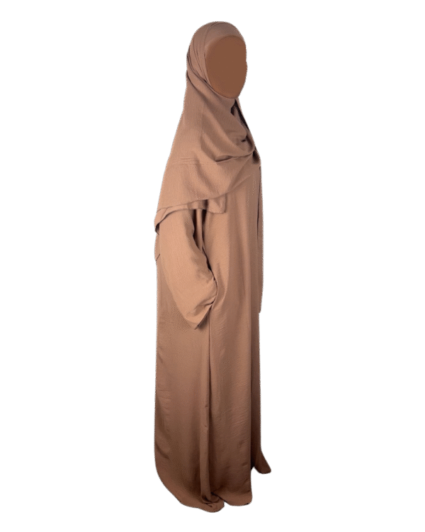 Pink crepe material wide sleeve abaya