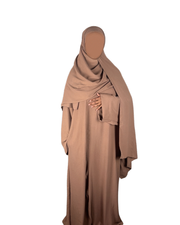 Pink crepe material wide sleeve abaya