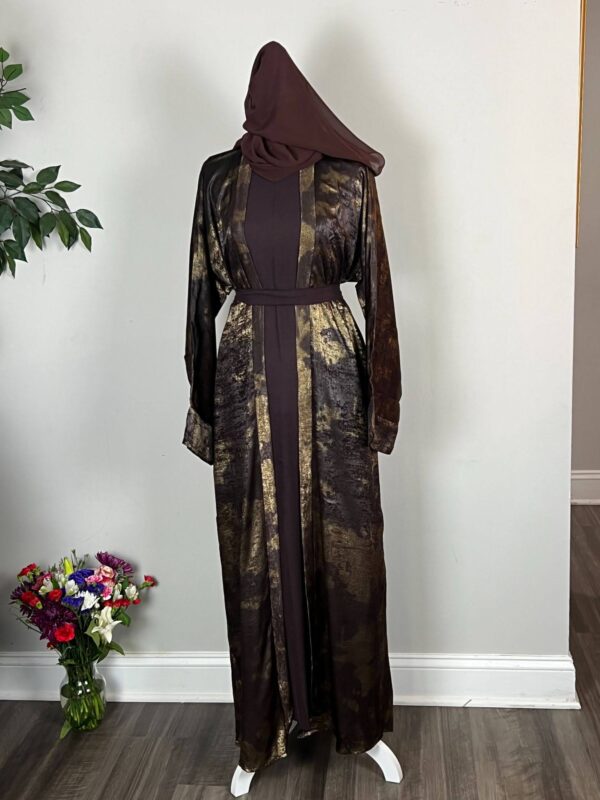 Brown  Metallic Satin Abayas